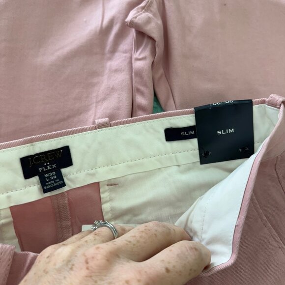 J Crew Factory Pink Slim Fit Stretch Flex Chino Pants H3167 Mens size 30x30 NEW - Picture 4 of 7
